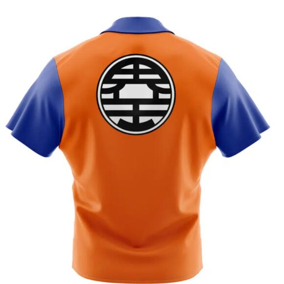 NWT Goku Kame Kai Dragon Ball Short Sleeve Button up shirt orange blue - Picture 2 of 16